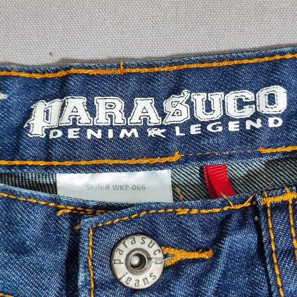 Parasuco selvedge jeans bootcut women's junior sz 12 (27) hard washed ink blue - Picture 6 of 13